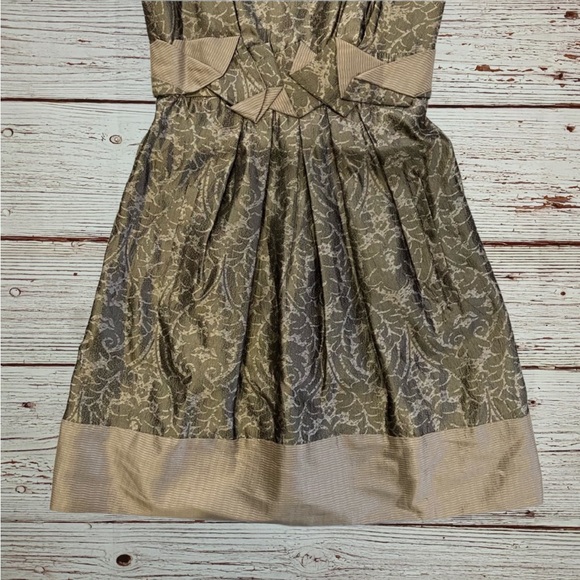 BCBG MaxAzria Strapless Gold/Pewter A line Cocktail Dress Sz 0 - Picture 10 of 11